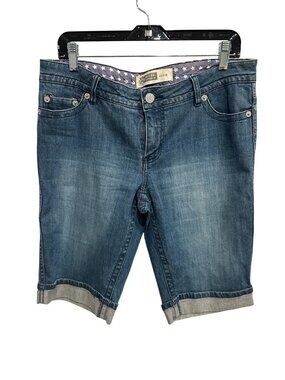 Route 66 Women's Blue Wash Denim Bermuda Shorts Cuffed Hem SZ 11/12 Boho Coastal